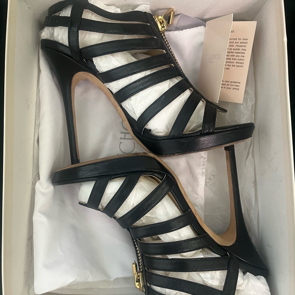 Jimmy Choo Black Strappy Heels with Stiletto
